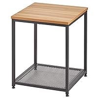 mDesign Metal Square Side Table Organizer with Steel Shelf - 2-Tier - Use in Bathroom, Kitchen, Entryway, Hallway, Mudroom, Bedroom, Laundry Room - Black/Nordic Walnut