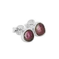 Stud Earrings - Gemstone Stud Post Earrings, 925 Sterling Silver Gemstone Earrings For Women Girls
