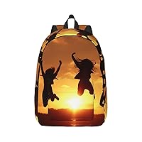 People Jump Into The Air Backpack Canvas Lightweight Laptop Bag Casual Daypack For Travel Busines Women