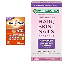 Women’s Petites Multivitamin,Supplement & Nature's Bounty Advanced Hair, Skin & Nails, Argan-Infused Vitamin Supplement with Biotin and Hyaluronic Acid, 150 Rapid Release Softgels