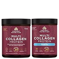 Ancient Nutrition Multi Collagen Protein Powder, Unflavored, 60 Servings + Multi Collagen Protein Powder, Vanilla, 45 Servings