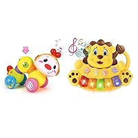Stone and Clark Musical Learning Bundle for Babies - Caterpillar Toy & Lion Piano Toy Set