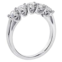 1.00 CT TW Brilliant Cut Large Diamond Wedding Band in Platinum V-Prong Setting