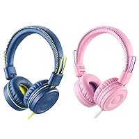 Bundle M1 Kids Headphones Wired Headphone for Kids,Foldable Adjustable Stereo Tangle-Free,3.5MM Jack Wire Cord On-Ear Headphone for Children