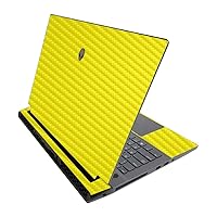 MightySkins Carbon Fiber Skin for Alienware M17 R3 (2020) & M17 R4 (2021) - Solid Yellow | Durable Textured Carbon Fiber Finish | Easy to Apply and Change Style | Made in The USA