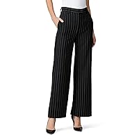 Women's Black Pinstripe Wide Leg Pants