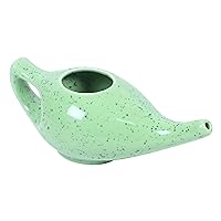 Leak Proof Durable Porcelain Ceramic Neti Pot Hold 300 Ml Water Comfortable Grip | Microwave and Dishwasher Safe eco Friendly Natural Treatment for Sinus and Congestion (Green Mat)