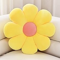 Sioloc Flower Pillow,Flower Shaped Throw Pillow Butt Cushion Flower Floor Pillow,Seating Cushion,Cute Room Decor & Plush Pillow for Bedroom Sofa Chair(Yellow,29.5