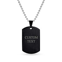 Personalized X-Large Plain Simple Basic Cool Men's Identification Military Army Dog Tag Pendant Necklace For Men Teens Polished Black Gold Silver Tone Stainless Steel 24 Inch Ball Chain Customizable