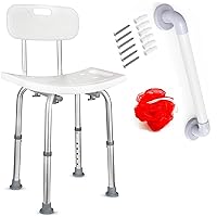 Dr. Maya's Bath and Shower Chair Seat with Back with 16 Inch Safety Bar - Anti-Slip Bench Bathtub Stool for Elderly or Seniors