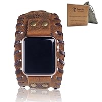 Bling Bands for Womens and Girls, Adjustable Accessory Thin Genuine Leather Exercise Watch Band for Apple Watch Series 1,2,3 38mm & 4,5,6,SE 40mm,DarkPattern