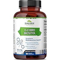 Zazzee D-Chiro-Inositol, 50 mg per Capsule, 90 Vegan Capsules, Ideal Dosage for 40:1 Ratio with Myo-Inositol, 3 Month Supply, 100% Vegetarian, Non-GMO