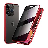 Guppy Magnetic Privacy Case for iPhone 15 Pro Max Compatible with MagSafe Glass Case Built-in Protector Privacy Screen Glass Protector Bumper Case Anti-peep Cover with Lock Red