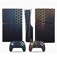 Controller Faceplate & Protective Shell Cover for PS5 Slim Disc Edition,Console Accessories Cover Skins for Playstation 5 Slim,Console Wrap Cover Vinyl Sticker Decals for PS5 Console (37)