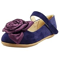 Girl's Flower Bow Top Mary Jane Suede Flat