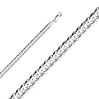 10k White Solid Gold Cuban Chain Necklace, 7.0 mm | Gold Jewelry for Men and Women