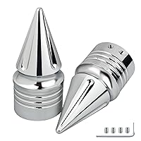 3.6 in Motorcycle Front Axle Nut Covers, Left & Right Spike Front Axle Caps Compatible with Harley Davidson Street Road Electra Tri Glide Road King Fat Boy Dyna (Silver)