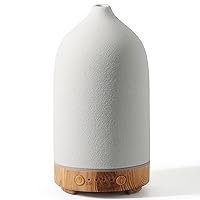 Diffuserlove Ceramic Diffuser 160ML Essential Oil Diffusers Aromatherapy Essential Oil Diffuser for Room Air Diffuser for Home Bedroom Stone Diffuser Yellow Wood Pattern Base