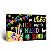 Modern Painting Artwork 12x8 Inch,Welcome Back to School Play Nice Work Hard Be Kind Decorative Canvas Wall Art Printed Wall Pictures Hanging Poster Wall Decoration for Living Room Office