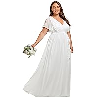 Ever-Pretty Plus Women's Plus Size A-Line Deep V-Neck Elastic Sash Waist Maxi Formal Bridesmaid Dress 0164A-DA