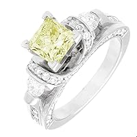 2.85ct GIA Certified Fancy Light Yellow Radiant Diamond Engagement Ring in Platinum