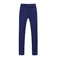 Men's Checked One Button Trousers, Premium Comfort Dress Pants Wedding Prom Dinner Party