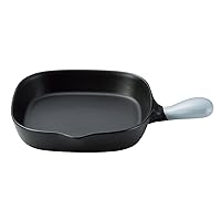 Banko Ware 16741 Bi-Color Square Grill Pan, Frying Pan, Direct Fire, Oven Safe, Diameter Approx. 7.9 inches (20 cm), Black/Saxophone, Tableware, Ceramic, Microwave Safe, Made in Japan
