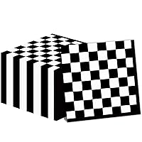 50 Pack Black and White Checkered Flag Party Napkins Disposable Race Car Birthday Party Supplies Racing Car Theme Party Paper Lunch Napkins for Baby Shower Kids Men Party Decorations Favors