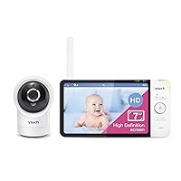 VTech RM7764HD 1080p WiFi Remote Access Baby Monitor, 360° Pan&Tilt, 7” 720p HD Display, HD Night Vision, Soothing Sounds, 2-Way Talk, Temperature Sensor, Motion Detection, iOS & Android