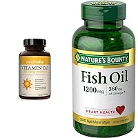 NatureWise Vitamin D3 5000iu (125 mcg) and Nature's Bounty Fish Oil 1200 Mg Softgels Bundle
