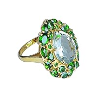 Green Amethyst & Chrome Diopside Gemstone 925 Sterling Silver Ring Beautiful Handmade Jewellery Birthday Gift