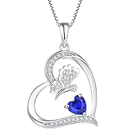FJ Heart Butterfly Pendant Necklace 925 Sterling Silver with Birthstone Cubic Zirconia Butterfly Jewellery Gifts for Women Girls