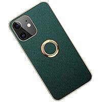 Leather Phone Back Cover with Finger Stand [Kickstand], Case for Apple iPhone 12 (2020) 6.1 Inch Shockproof Bumper Protection Shell [Screen & Camera Protection] (Color : Green)