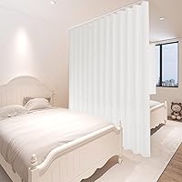 Room Divider Curtains Total Blackout Privacy Curtain Panel Room Thermal Insulated Noise Reduction Curtain for Bedroom Window Living Room Ceiling Track Curtain W 8.3 ft × H 8ft White.