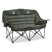 Guide Gear Oversized XL Padded Camping Sofa, Portable, Folding, Large Camp Lounge Couch for Outdoor, Adults, Men and Women, Heavy-Duty 600-lb. Capacity, with Cup Holder Green