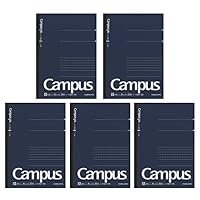 Kokuyo Campus Pre-Dotted Notebook, Semi B5-dotted 6 mm Rule - 30 Lines X 50 Sheets - 100 Pages, Pack of 5 Dark Blue