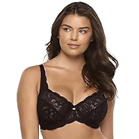 Felina Paramour Peridot Lace Full Coverage Bra - Comfortable Bras for Women - Unlined Bra with Underwire (Black, 38H)