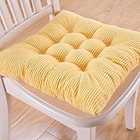 Solid Color Seat Cushioning, Non-Slip Thicken Square Corduroy Booster Tatami Soft Chair pad Pillow, Set of 4-Yellow 40x40cm(16x16inch)