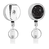 View to The Sky in Nighttime Cute Badge Holder Clip Reel Retractable Name ID Card Holders for Office Worker Doctor Nurse