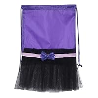 Tutu Dance Cinch Bag, Ballerina Party Favor Backpack, Dance Bags for Girls, Princess Birthday Bags - 6PK Purple/Black CA2500TUTU
