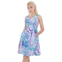 CowCow Womens Knee Length Skater Dress with Pockets Neon Laser Beams Skater Dress, XS-5XL