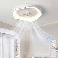 Ceiling Fan with Lighting, LED Ceiling Light with Fan Remote Control Quiet, 6 Ventilation Speeds, 3 Colours, Dimmable, Timer Lamp, for Bedroom, Living Room, Dining Room