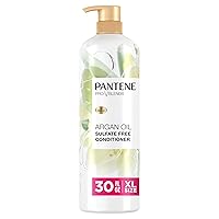 Pantene Argan Oil Conditioner for dry damaged hair, Smoothing and Moisturizing, Nutrient Infused with Vitamin B5, Anti Frizz, Safe for Color Treated Hair, Pro-V Blends, 30.0 oz