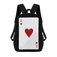 Ace of Hearts 17 Inch Backpack Adjustable Strap Daypack Laptop Double Shoulder Bag Shoulder Bags for Hiking Travel Work