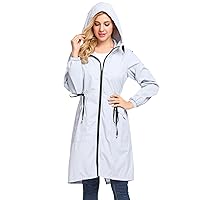 ELESOL Women Rain Jacket Waterproof Long Rain Coats Hooded Windbreaker Lightweight Raincoats Travel Hooded Trench Coats S-3XL