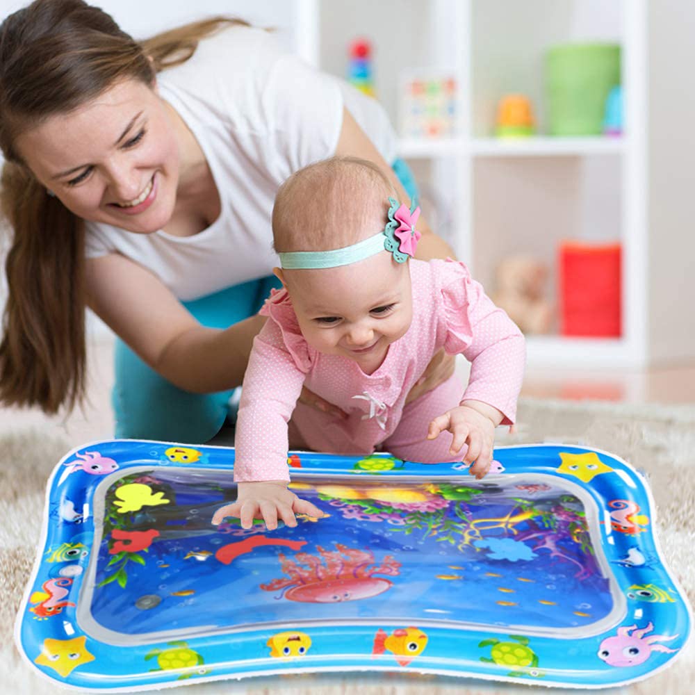 TAOYIJOY Tummy Time Baby Water Mat, Soft Infant Baby Toys Mat, Indoor Floor Inflatable Sensory Development Baby Water Mat for 3 6 9 12Months Newborn Toddlers Boy Girl