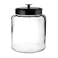 Anchor Hocking 2 Gallon Montana Glass Jar with Lid (2 piece, black metal, dishwasher safe)