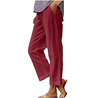 Linen Pants for Women Plus Size Summer Pants Casual Work Pants Soft Beach Pants Trendy High Waisted Pants Trousers