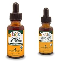 Herb Pharm Kids Certified-Organic Alcohol-Free Cough Crusader Wild Cherry Liquid Herbal Formula & Immune Avenger Herbal Formula Bundle, 1 Fl Oz & 1 Ounce