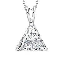 1.50CT Trillion Cut Simulated Diamond Solitaire Pendant Necklace 14K White Gold Over 925 Sterling Silver